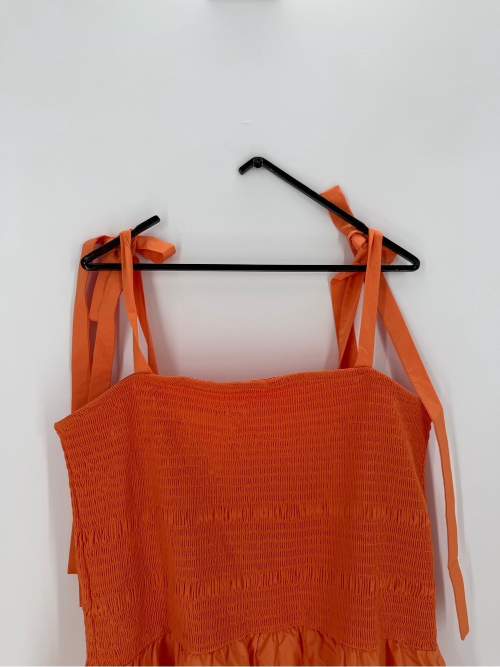 Cos Tie Detail Smocked Midi Dress In Terracotta
